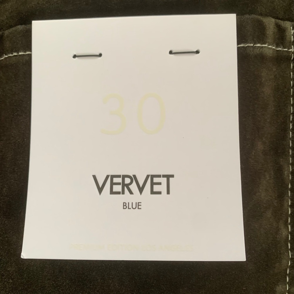 NWT Vervet Kate High Rise Flocked Barrel Leg Jeans Velvet Olive Brown Size 30 - Picture 12 of 16
